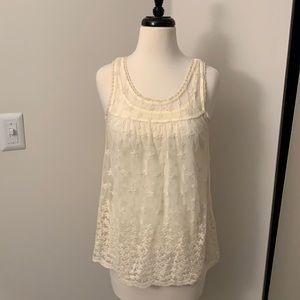H&C Collection cream floral embroidered tank S